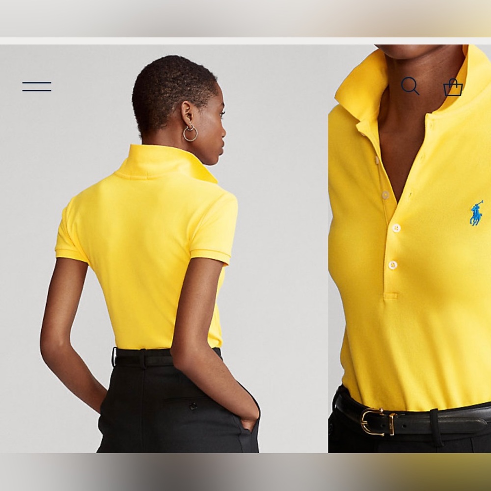 Ralph Lauren The Skinny Polo - Women’s S Yellow/ Turquoise Polo